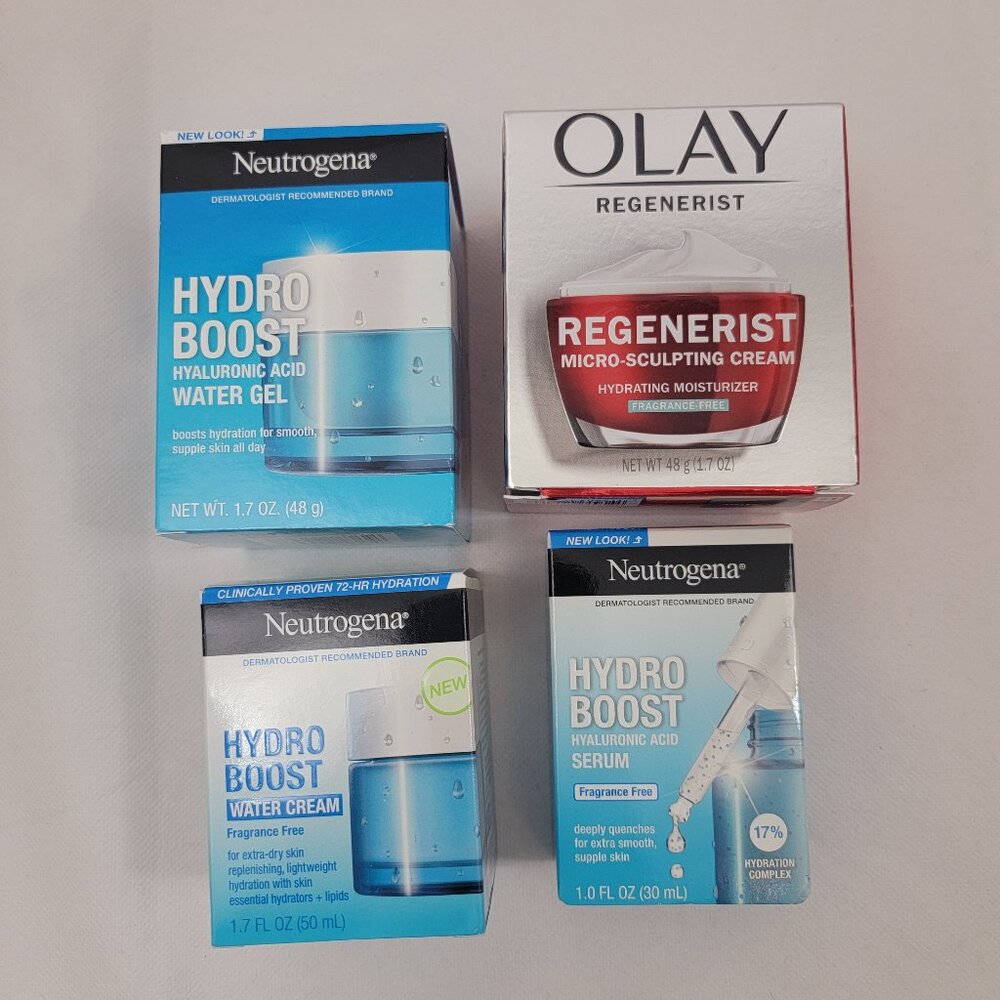 NEUTROGENA Hydro Boost OLAY Bundle 4 Piece Moisturizer Cream Serum